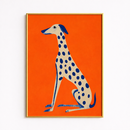 Abstract Dalmatian Dopamine Art Orange Blue Canvas Poster Picture Wall Decor Modern Living Room Kitchen Bathroom Home Decor Gift