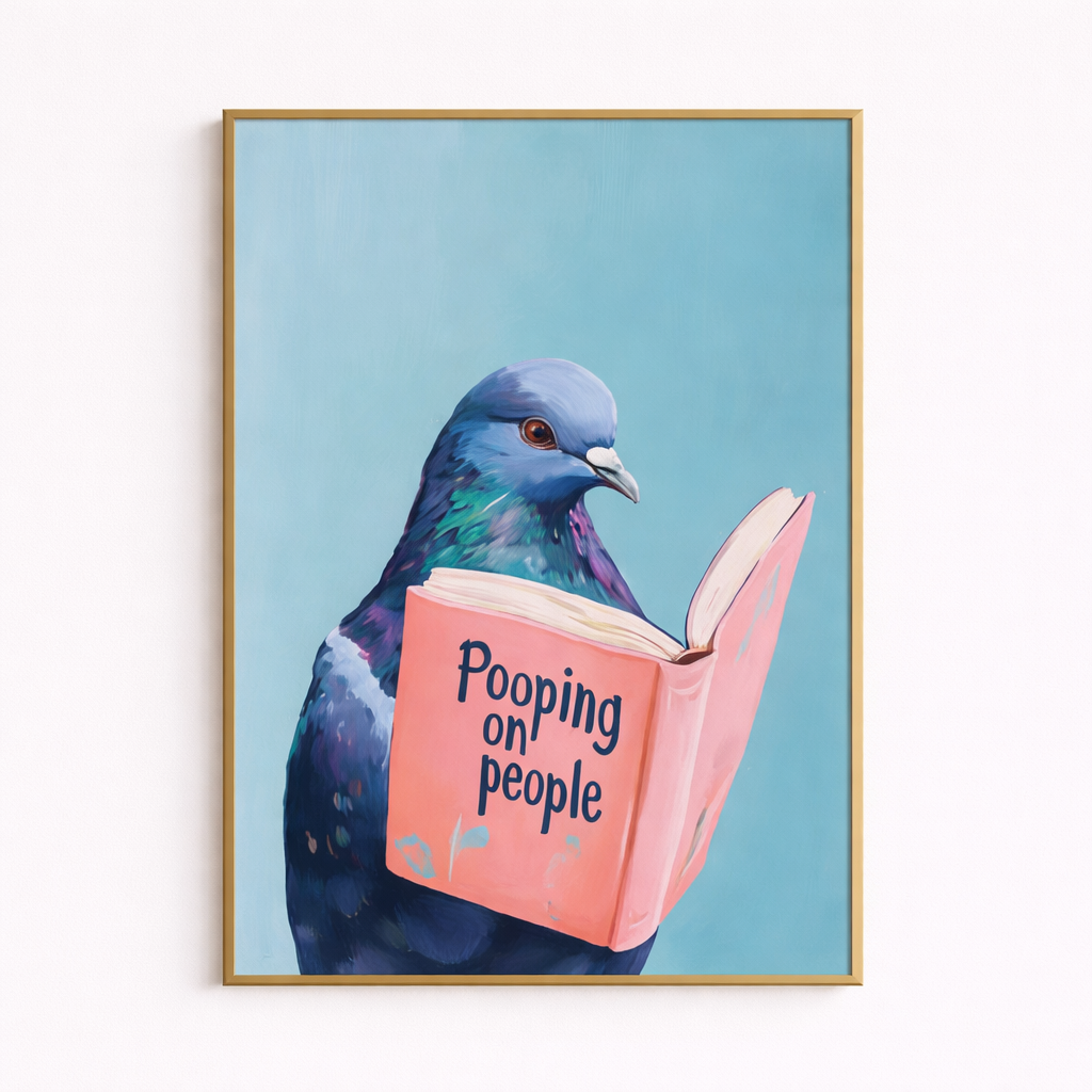 Abstract Pigeon Reading Birds Animal Wall Art Canvas Poster Toilet, Apartment, Living Room, Bedroom, Modern Home Decoration