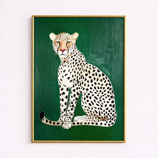 Simple Green Leopard Canvas Poster Picture Wall Art, Modern Bedroom and Living Room Home Decoration Style, Animal Theme