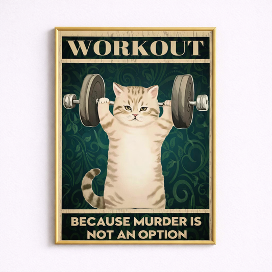 Workout Cat – Funny Gym Poster