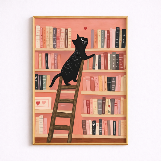 Bookworm Cat – Library Poster