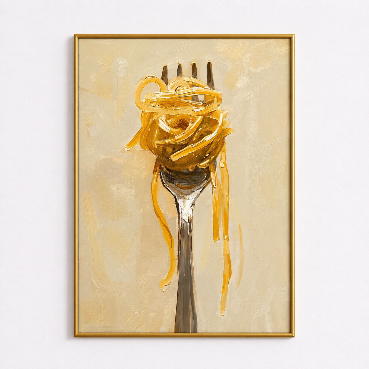 Golden Pasta Poster – Minimalist Kitchen Wall Art