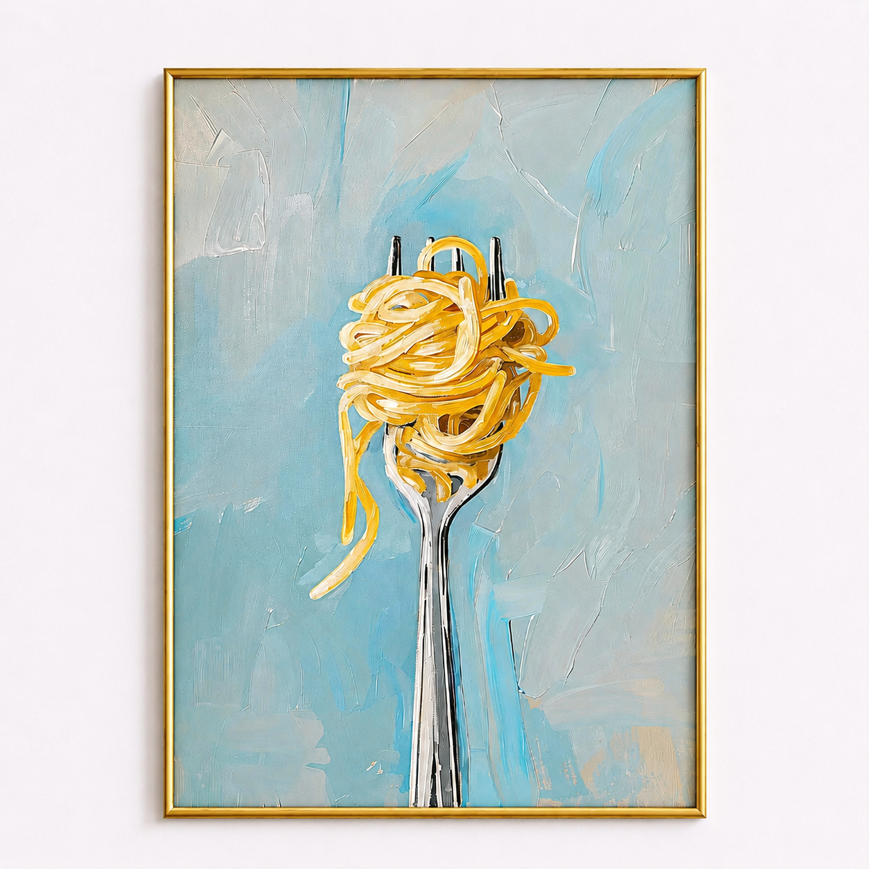 Golden Twirl Poster – Modern Pasta Kitchen Wall Art