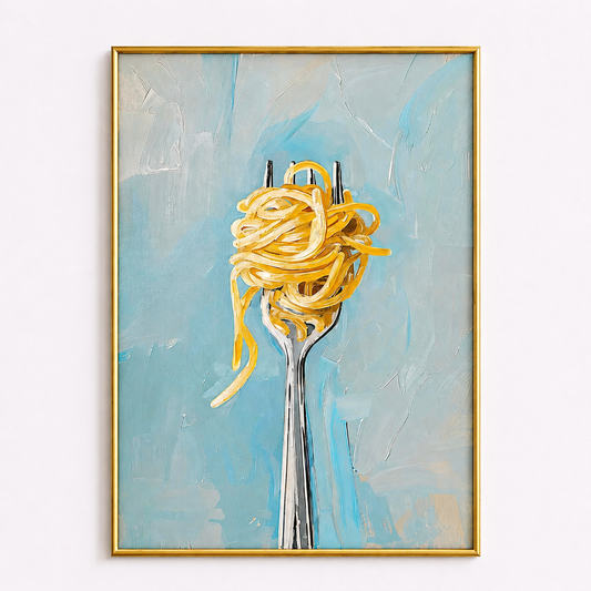Golden Twirl Poster – Modern Pasta Kitchen Wall Art
