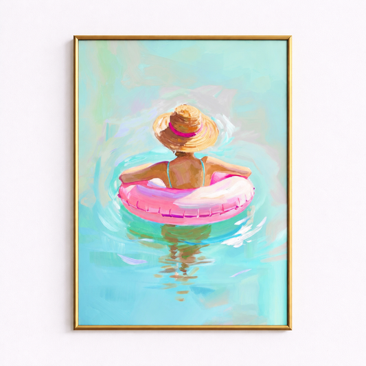Summer Float Pastel Poolside Art Poster