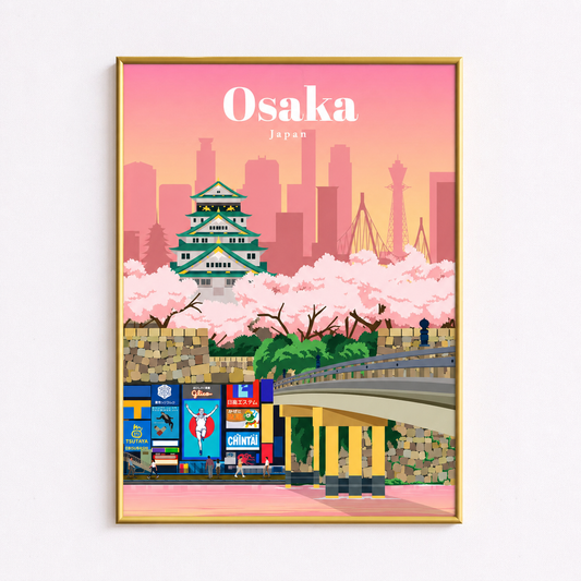 Osaka Japan Poster – Cherry Blossom Travel Wall Art
