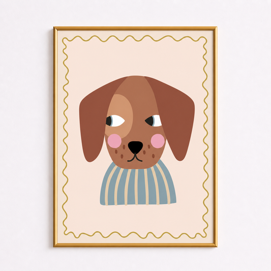 Gentle Puppy Poster – Scandinavian Nursery Wall Art