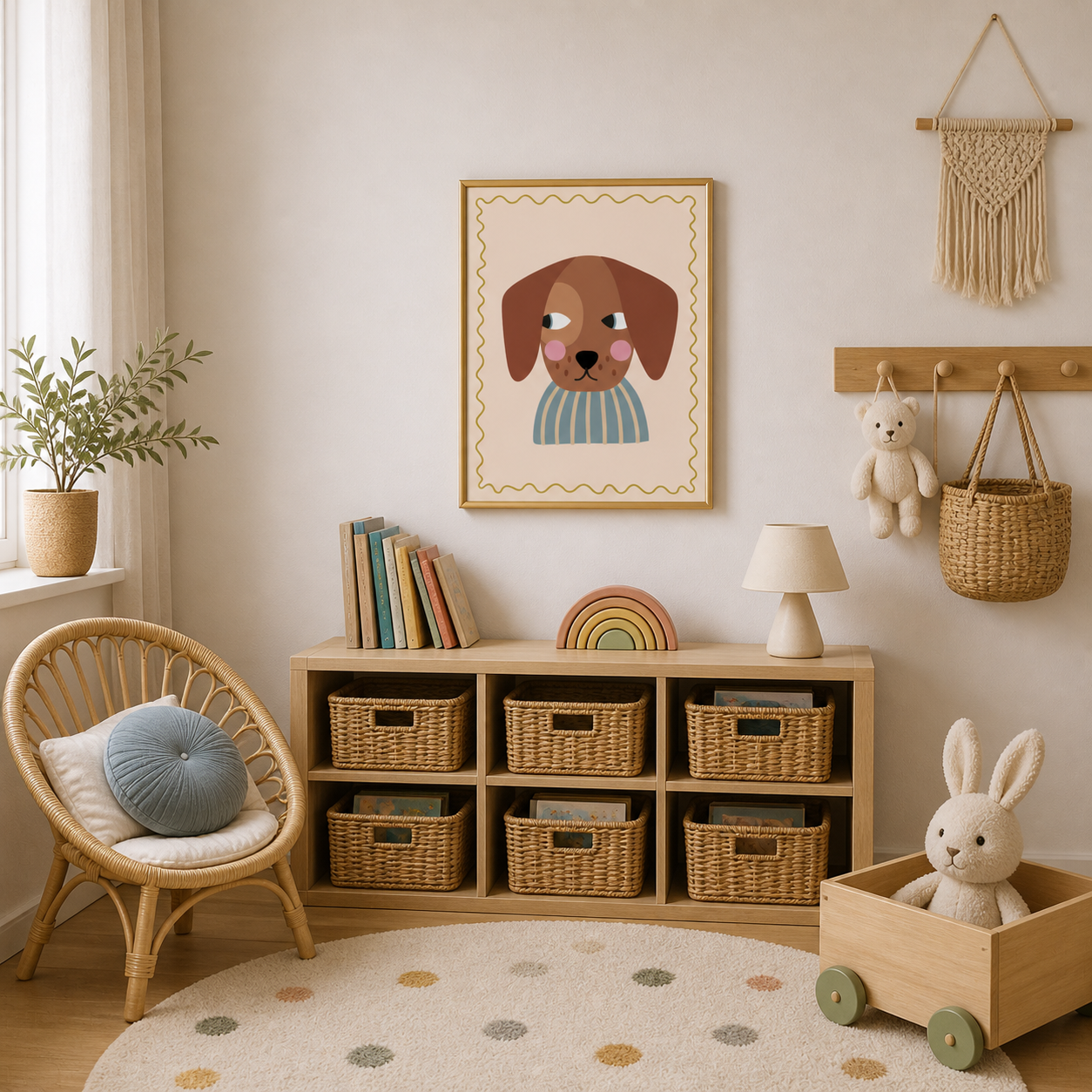 Gentle Puppy Poster – Scandinavian Nursery Wall Art