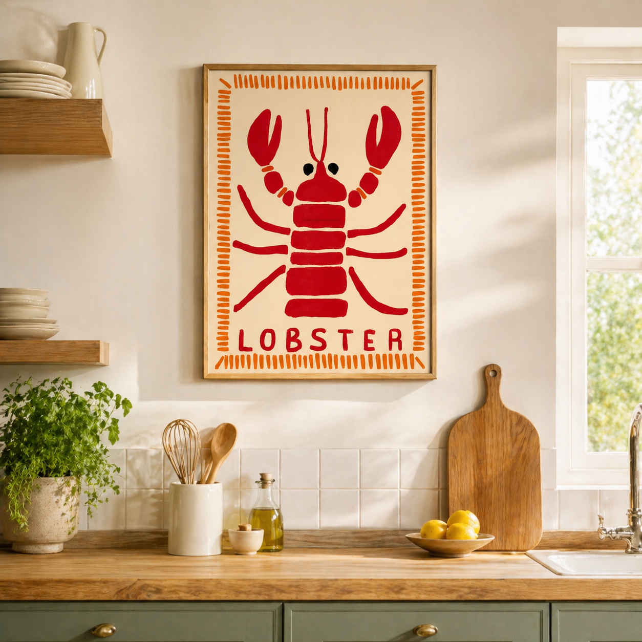 Lobster Icon – Modern Coastal Poster