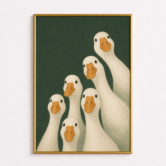 The Curious Flock Poster – Duck Family Wall Art