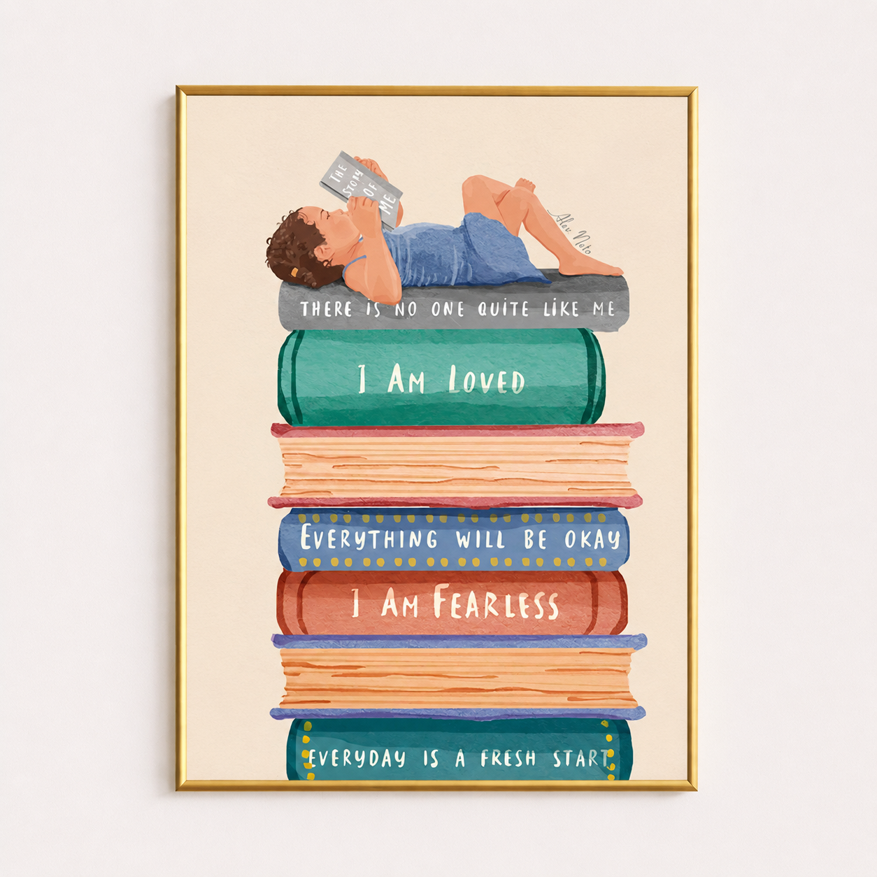 Inspirational Book Stack Poster – Positive Affirmation Wall Art