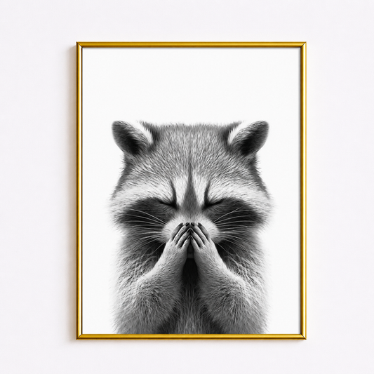 Funny Bathroom Raccoon Poster – “Hold Your Breath” Wall Art