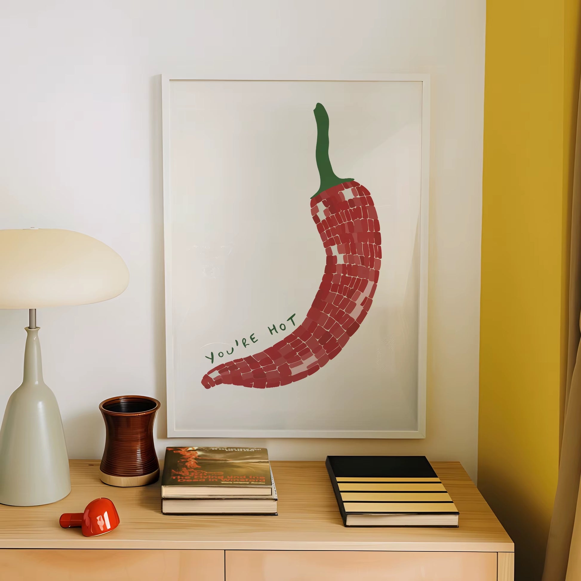 Chic You'Re Hot Red Chili Pepper Wall Art Prints Canvas Painting Poster Picture for Living Bed Kids Room Home Decor