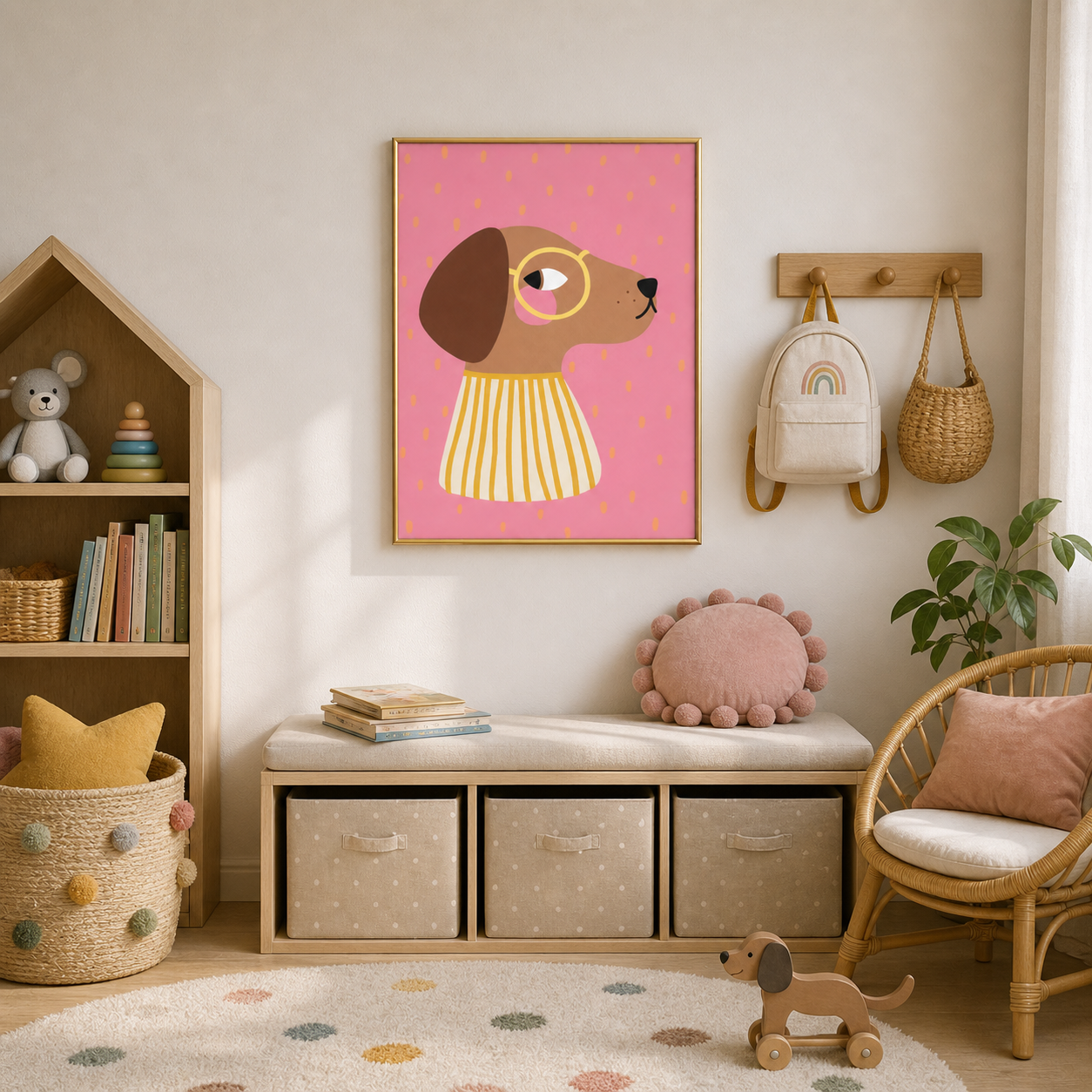 Cute Sausage Dog Poster – Scandinavian Nursery Wall Art