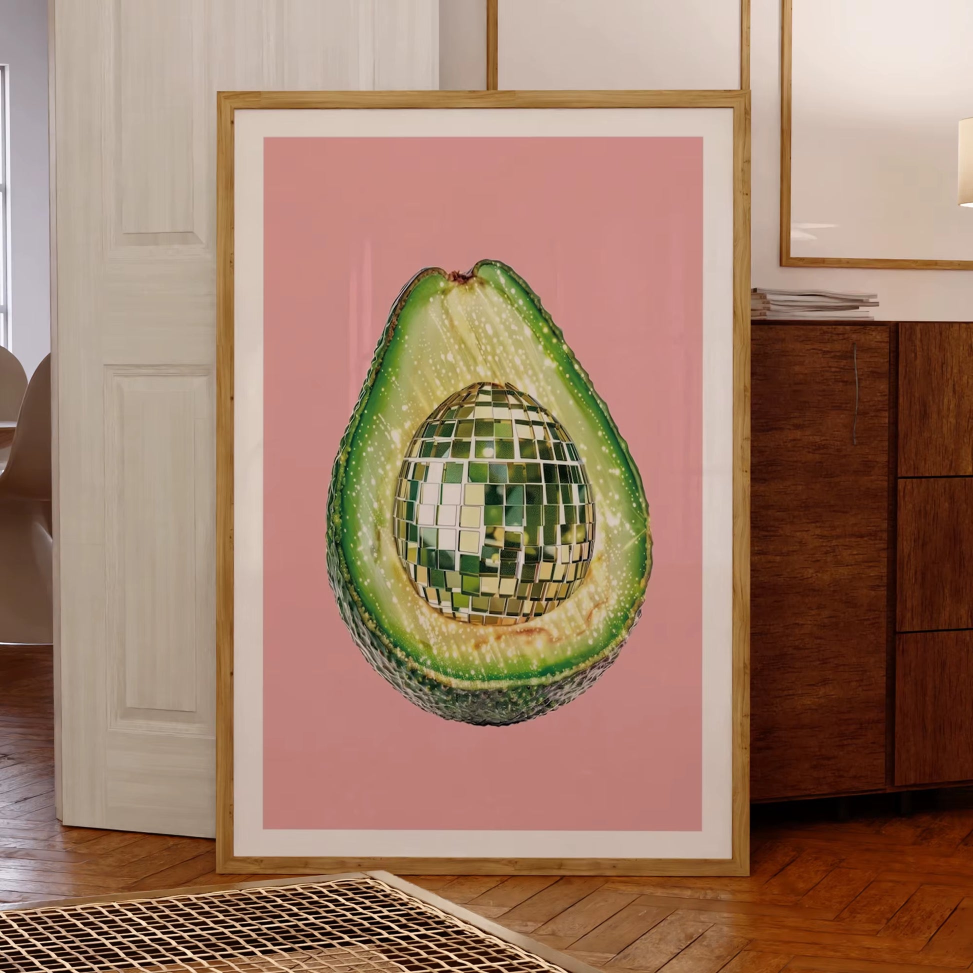Disco Ball Avocado Wall Art Prints Canvas Painting Poster Picture for Living Kids Bedroom Home Decor
