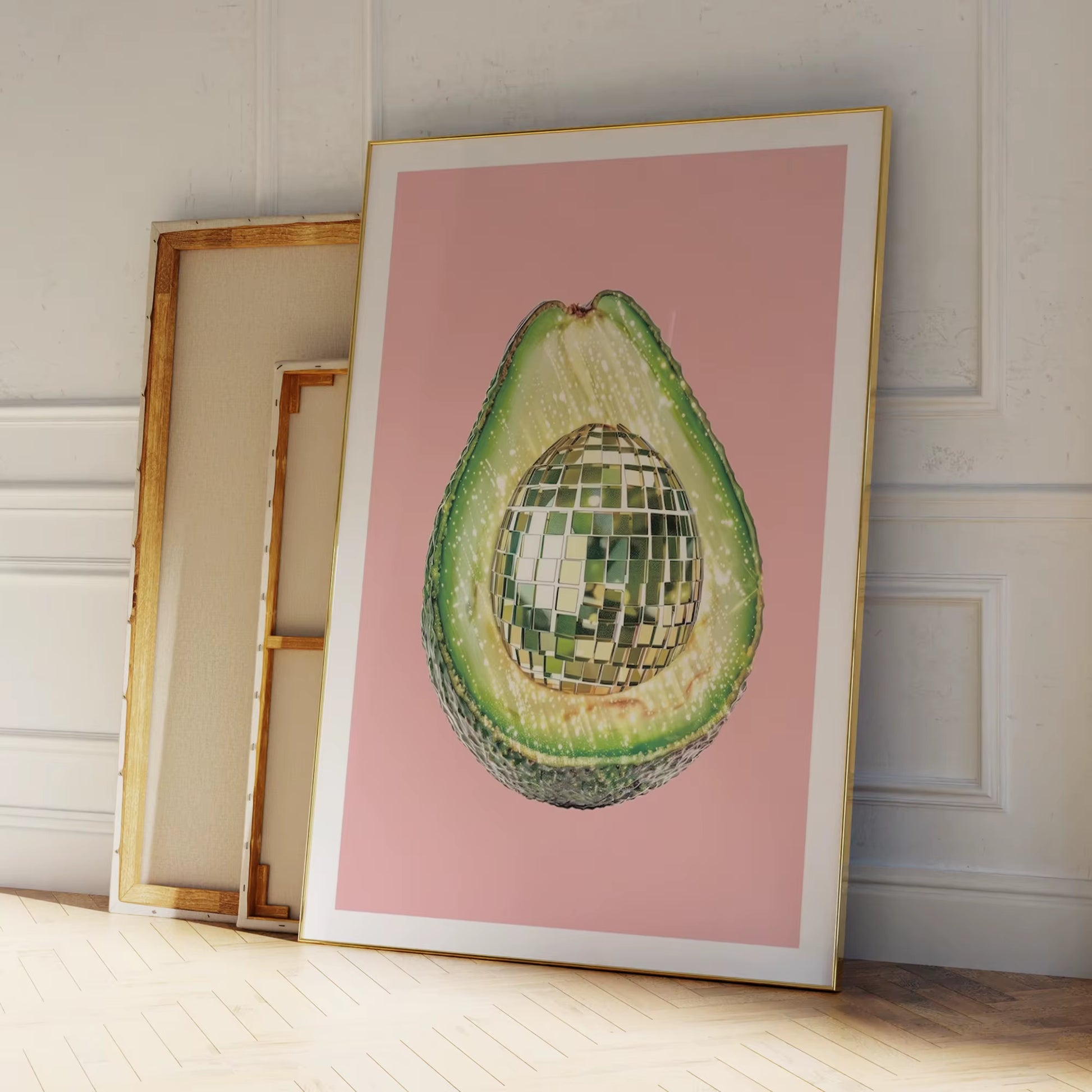 Disco Ball Avocado Wall Art Prints Canvas Painting Poster Picture for Living Kids Bedroom Home Decor