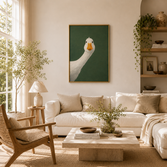 Curious Quack Poster – Minimalist Duck Wall Art