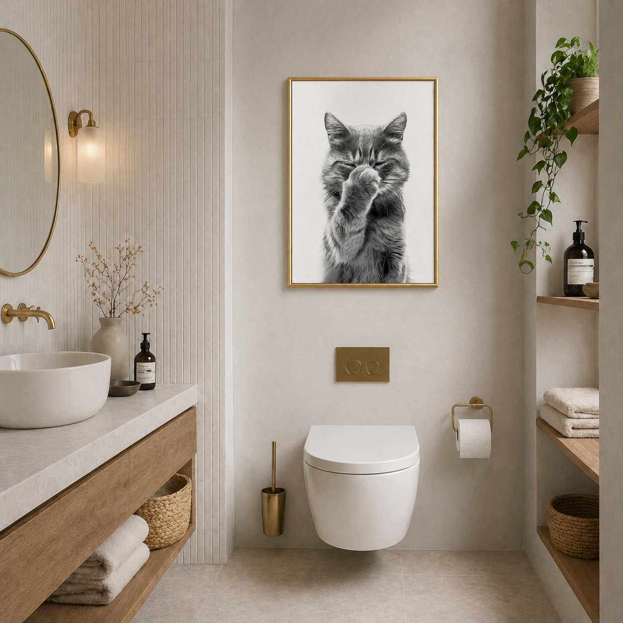 Funny Cat Bathroom Poster – “Can’t Take It” Wall Art