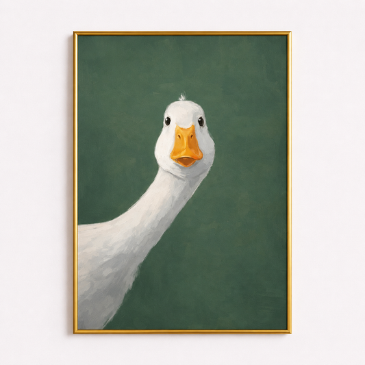Curious Quack Poster – Minimalist Duck Wall Art