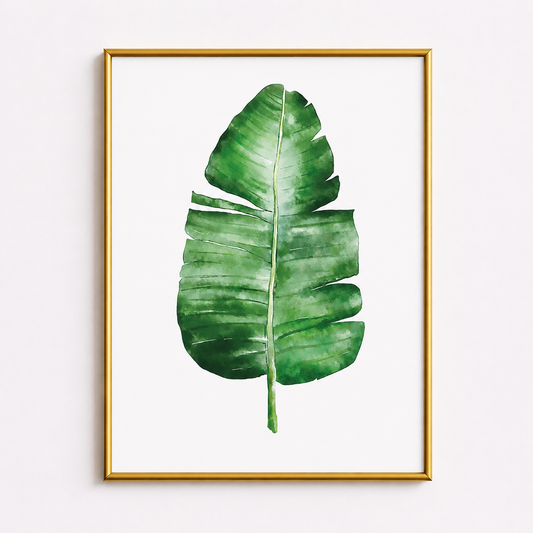 Tropical Banana Leaf Watercolor Poster – Minimal Botanical Wall Art
