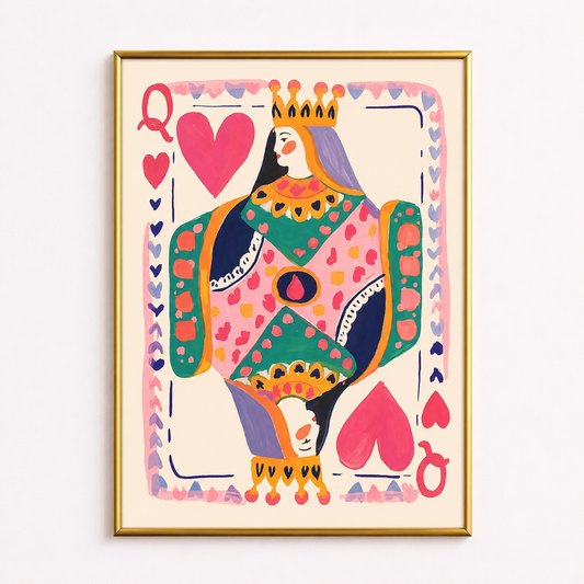 Queen of Hearts Poster – Colorful Playing Card Wall Art