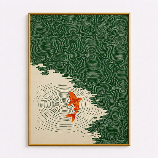 Koi Ripples Poster – Minimalist Zen Fish Wall Art