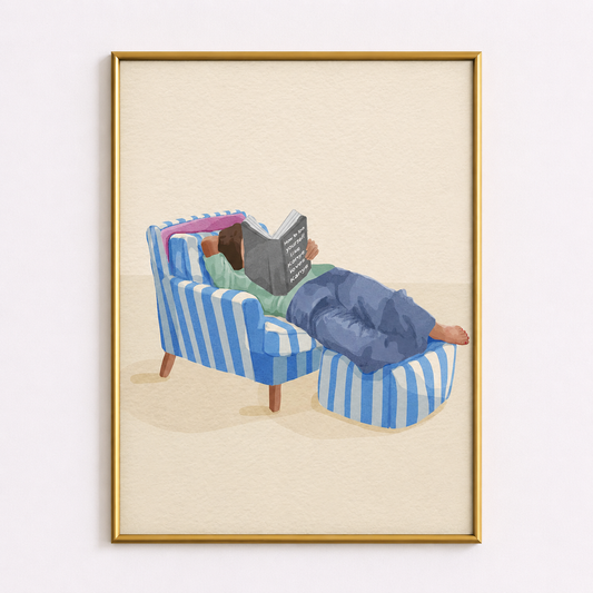 Cozy Reading Chair Poster – Relaxing Book Lover Wall Art