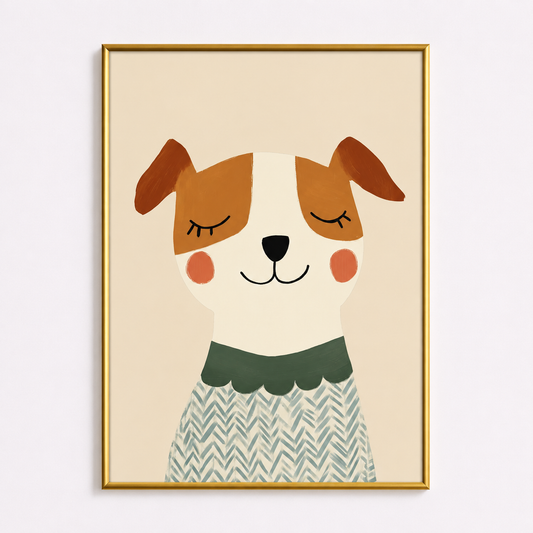 Sleepy Puppy Poster – Scandinavian Nursery Wall Art