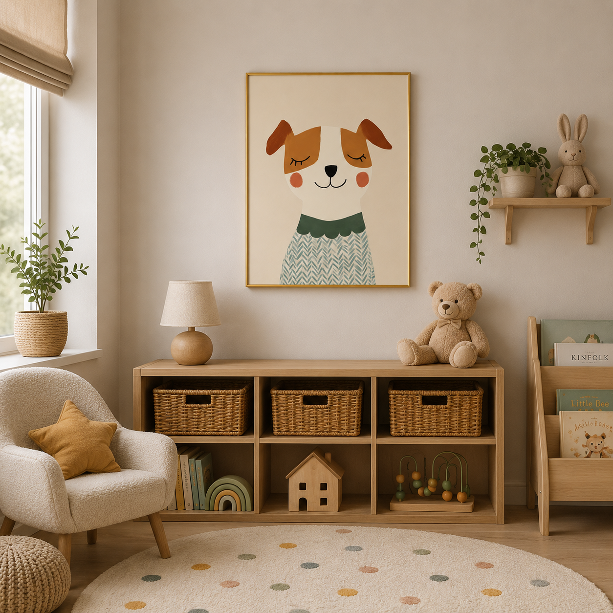 Sleepy Puppy Poster – Scandinavian Nursery Wall Art