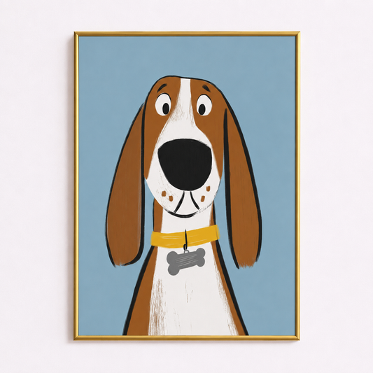 Gentle Hound Dog Poster – Scandinavian Nursery Wall Art