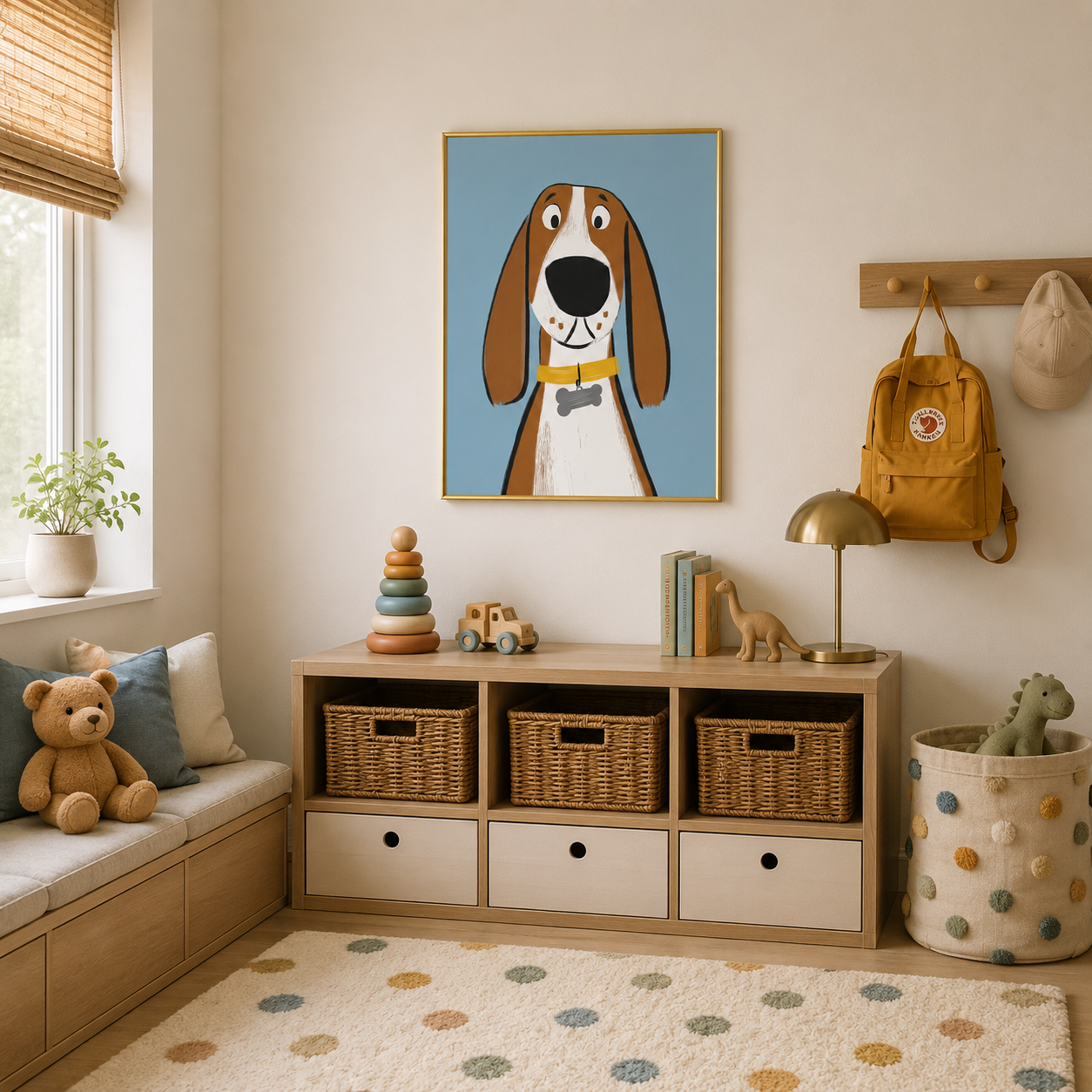 Gentle Hound Dog Poster – Scandinavian Nursery Wall Art