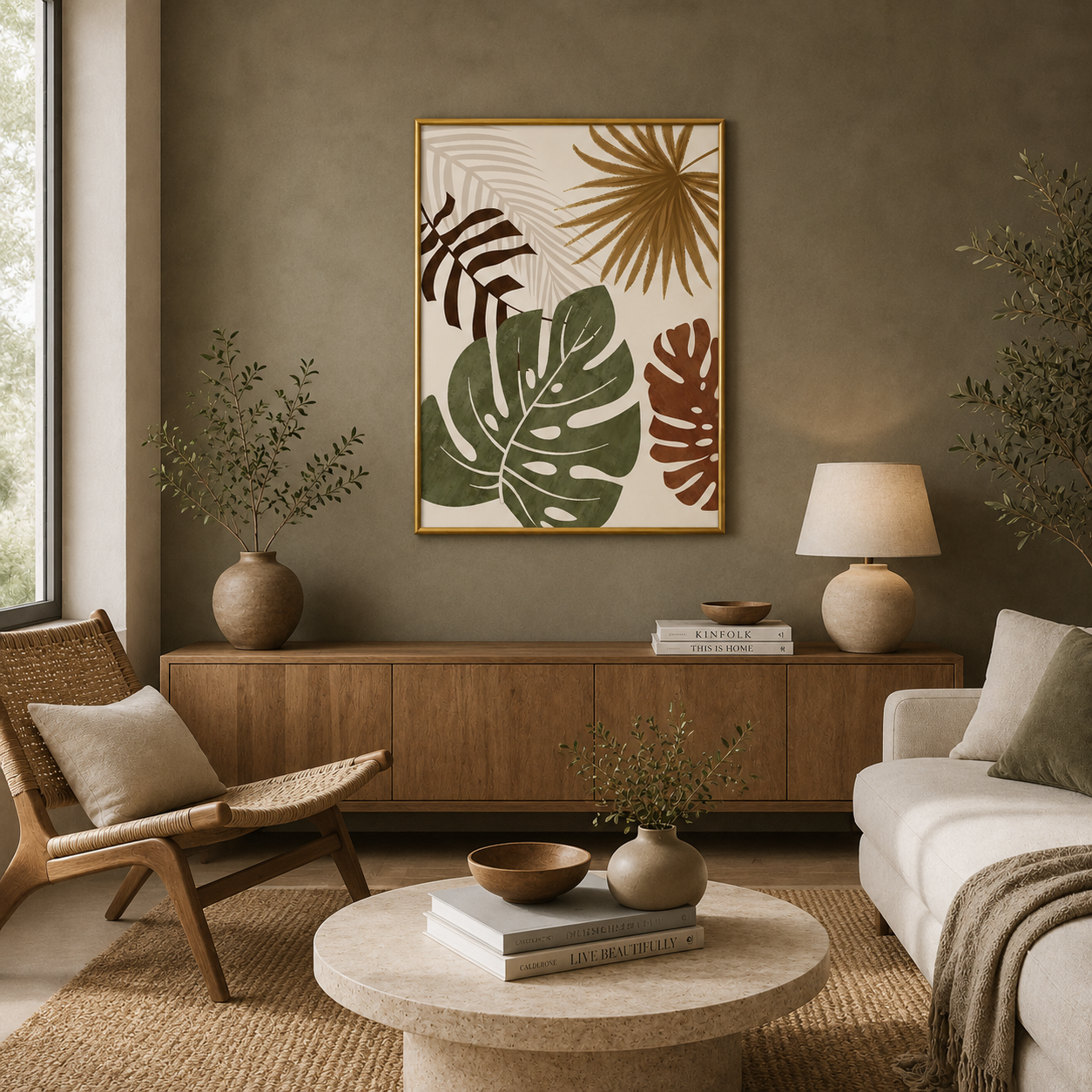 Tropical Botanical Leaves Poster – Minimal Boho Wall Art