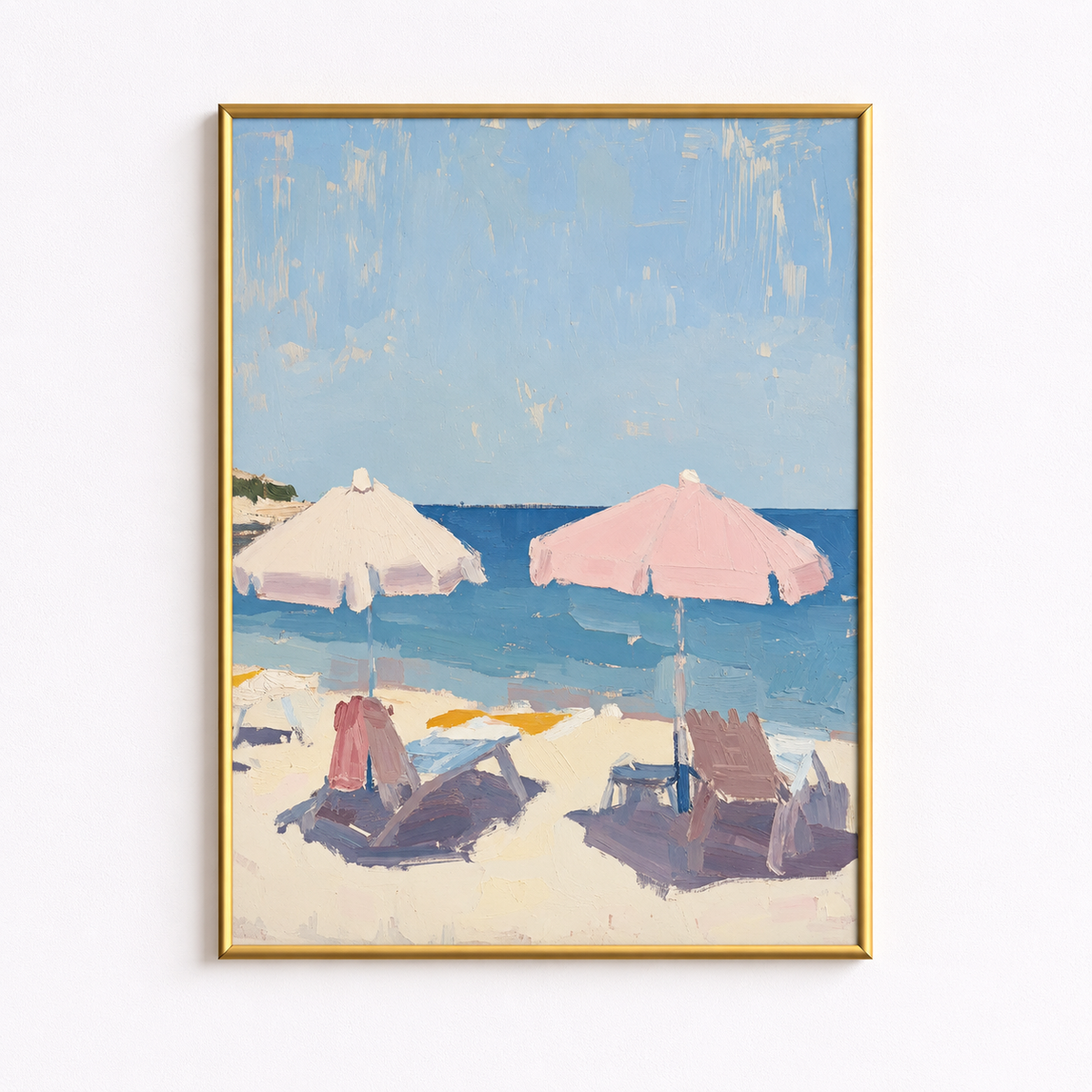 Pink Parasols – Coastal Summer Poster
