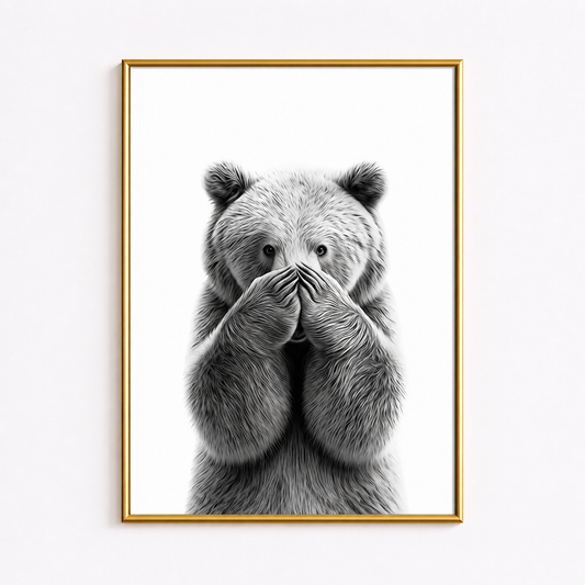 Funny Bear Bathroom Poster – “I Can’t Breathe” Wall Art