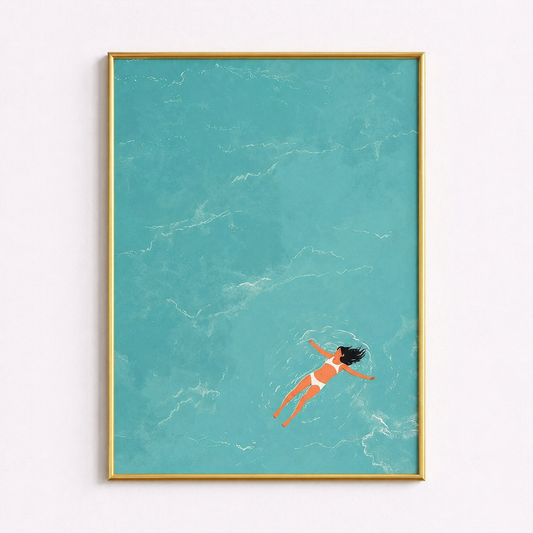 Float Away – Minimal Ocean Relaxation Wall Art Poster