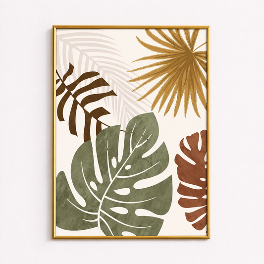 Tropical Botanical Leaves Poster – Minimal Boho Wall Art