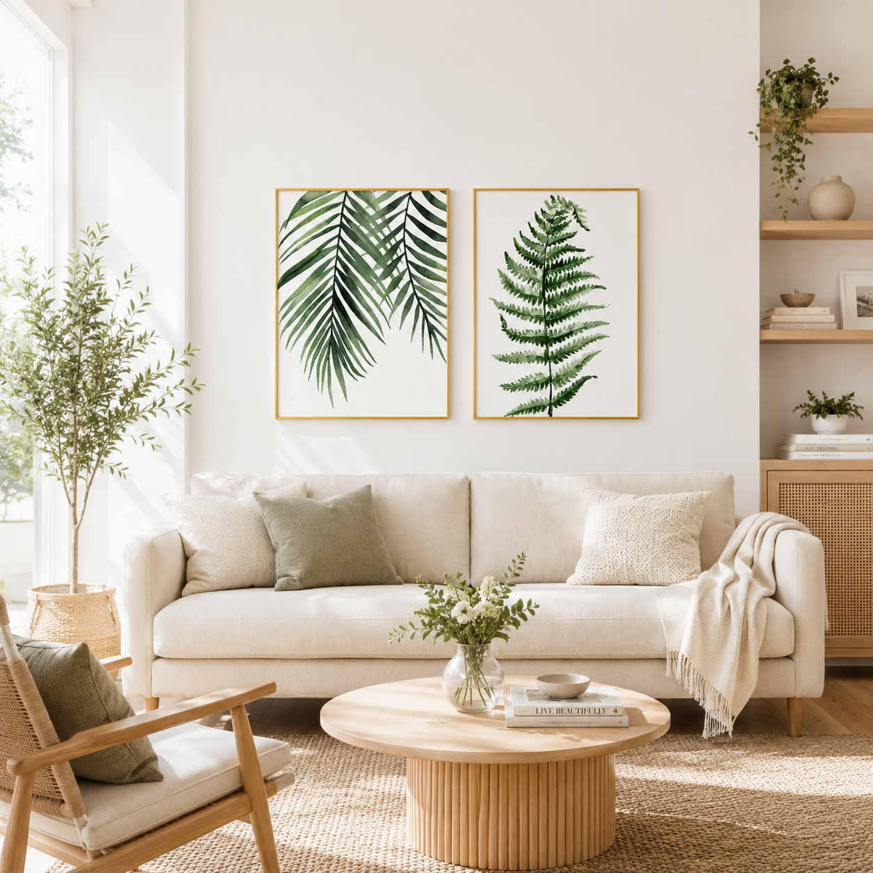 Minimal Fern Watercolor Botanical Poster – Green Nature Wall Art