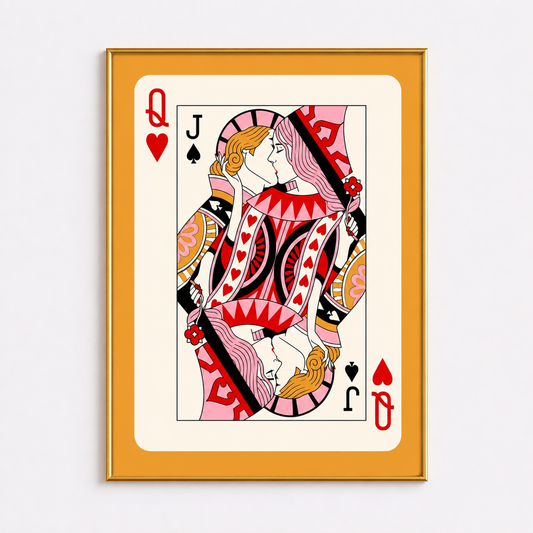 Queen & Jack of Hearts Poster – Romantic Playing Card Wall Art