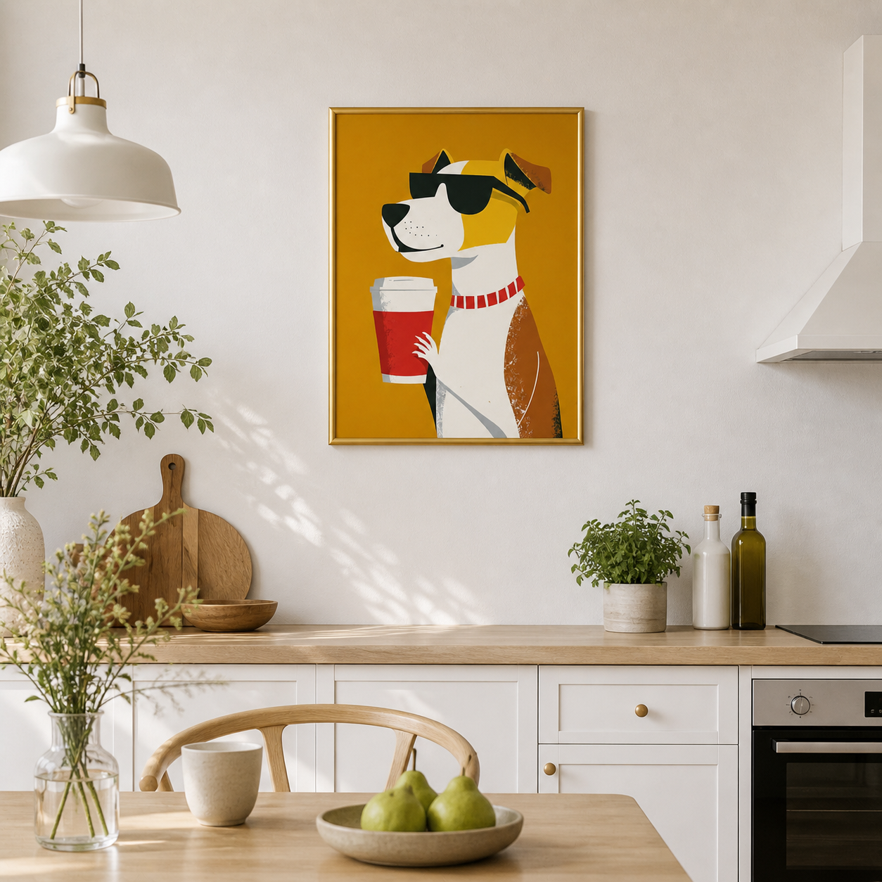 Cool Coffee Dog Poster – Minimal Stylish Wall Art