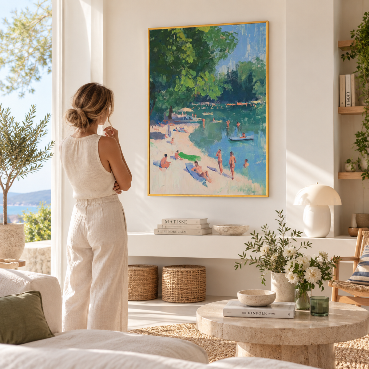 Summer by the Lake Impressionist Landscape Poster