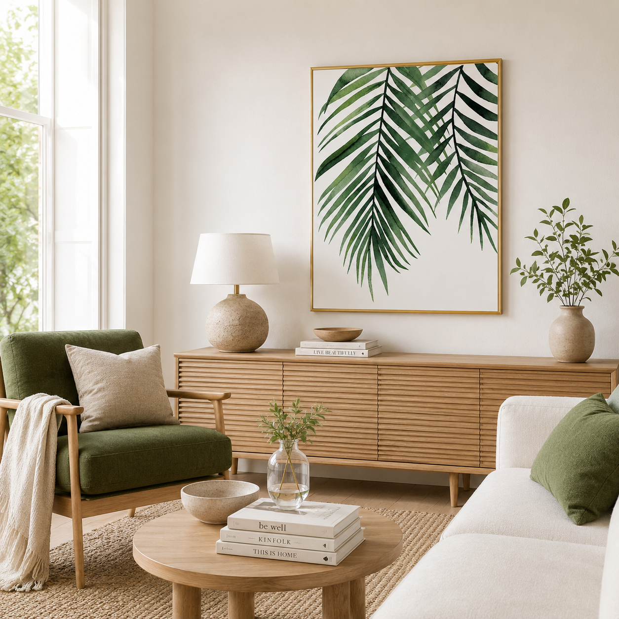 Minimal Fern Watercolor Botanical Poster – Green Nature Wall Art