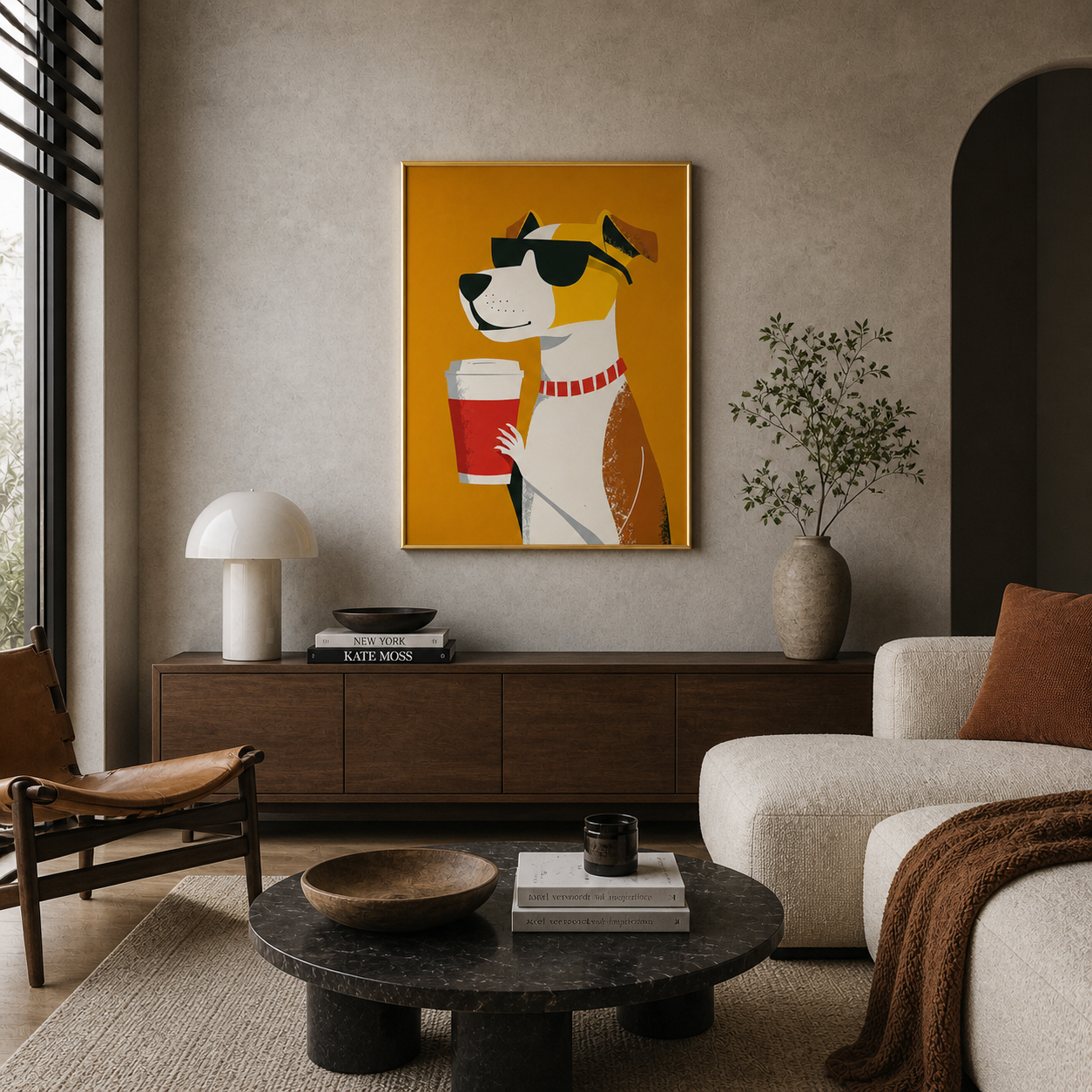 Cool Coffee Dog Poster – Minimal Stylish Wall Art