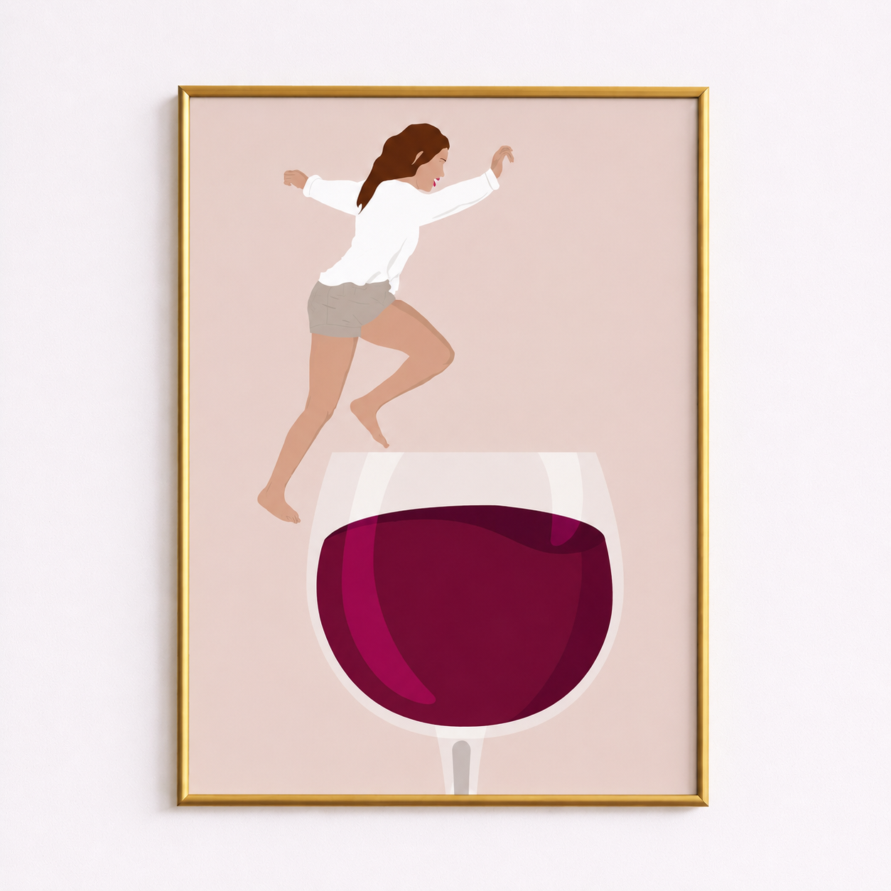 Leap Into Wine Poster – Playful Minimalist Wine Wall Art