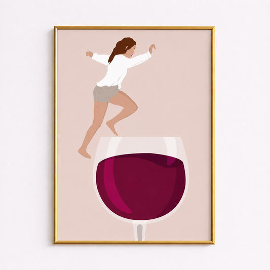 Leap Into Wine Poster – Playful Minimalist Wine Wall Art