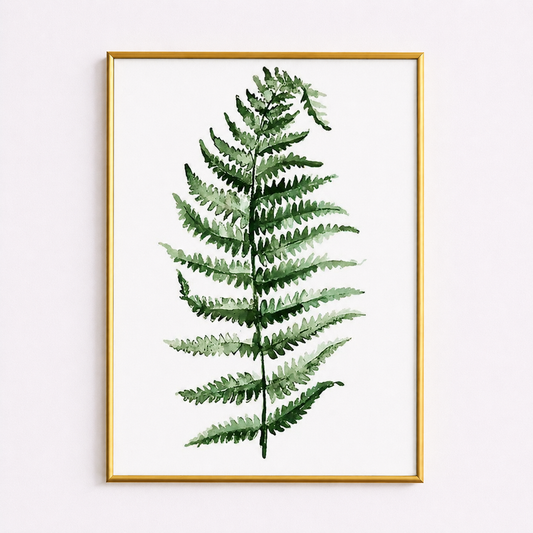 Minimal Fern Watercolor Botanical Poster – Green Nature Wall Art
