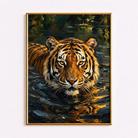 Golden Gaze – Majestic Tiger Wall Art