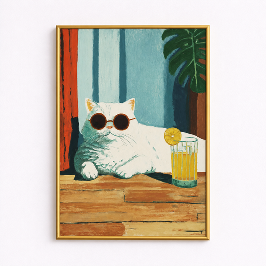 Cool Cat Happy Hour Funny Cat Poster