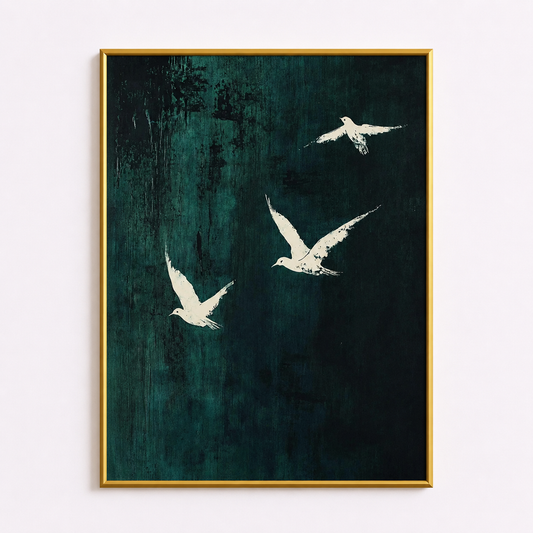 Silent Flight Poster – Minimalist Birds Wall Art