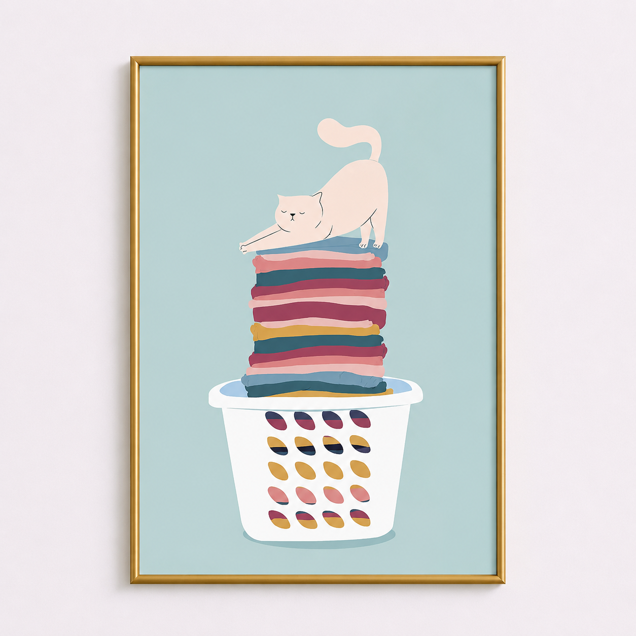 Laundry Stretch – Cat Laundry Room Poster
