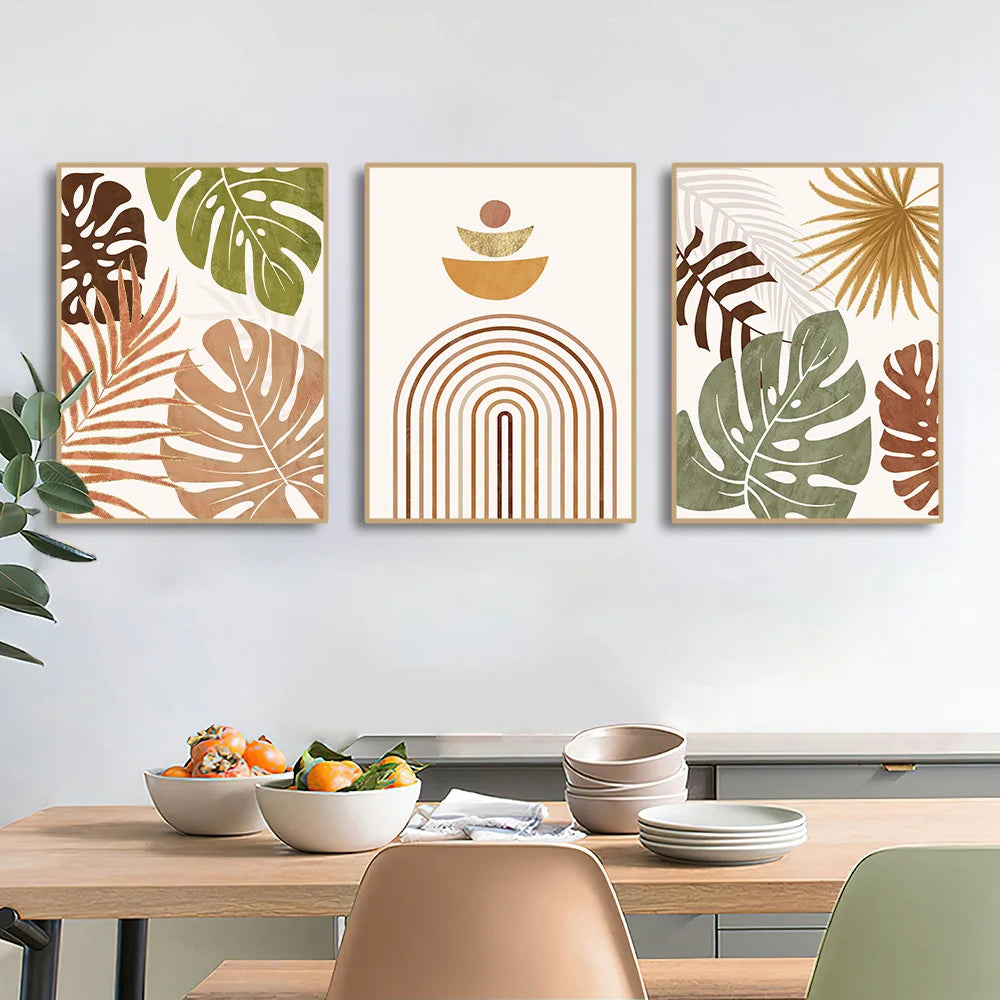 Golden Rainbow Arch Poster – Minimal Boho Geometric Wall Art